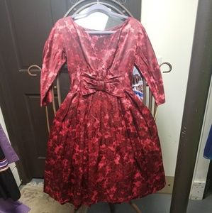 Vintage red and pink cocktail dress.